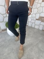 Kendinden Kemerli İtalyan Kesim Kumaş Pantolon - Görsel 9