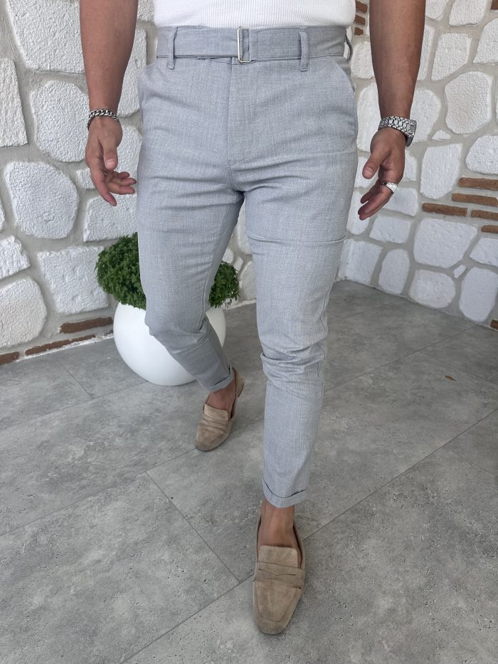 Kendinden Kemerli İtalyan Kesim Kumaş Pantolon - Görsel 20