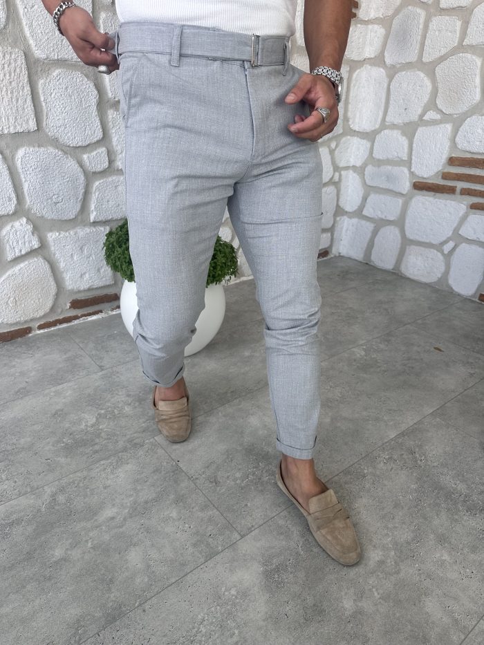 Kendinden Kemerli İtalyan Kesim Kumaş Pantolon - Görsel 18