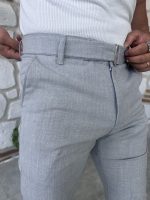 Kendinden Kemerli İtalyan Kesim Kumaş Pantolon - Görsel 16