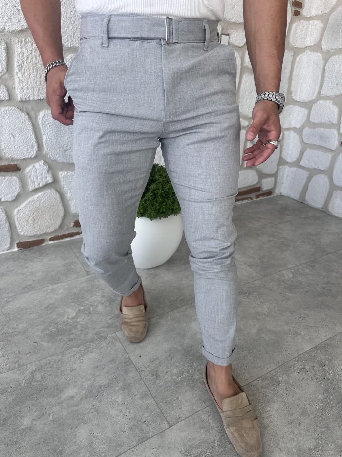 Kendinden Kemerli İtalyan Kesim Kumaş Pantolon - Görsel 14