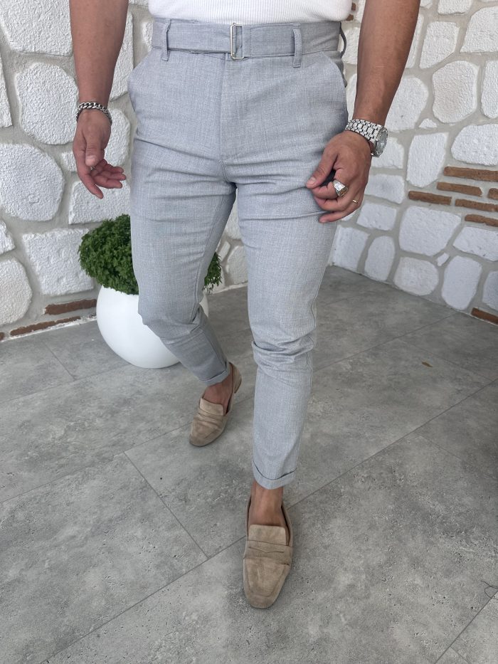Kendinden Kemerli İtalyan Kesim Kumaş Pantolon - Görsel 13