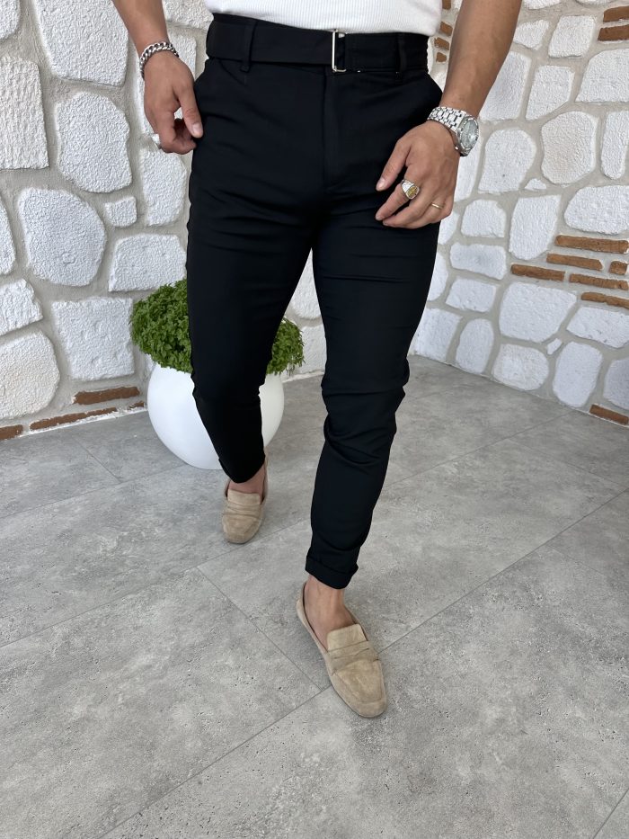 Kendinden Kemerli İtalyan Kesim Kumaş Pantolon - Görsel 7
