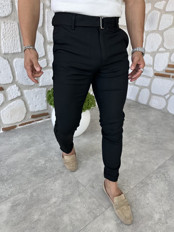Kendinden Kemerli İtalyan Kesim Kumaş Pantolon - Görsel 4