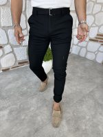 Kendinden Kemerli İtalyan Kesim Kumaş Pantolon - Görsel 5