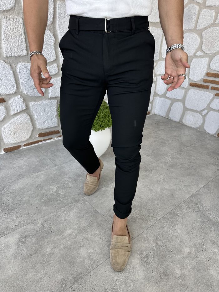 Kendinden Kemerli İtalyan Kesim Kumaş Pantolon - Görsel 5